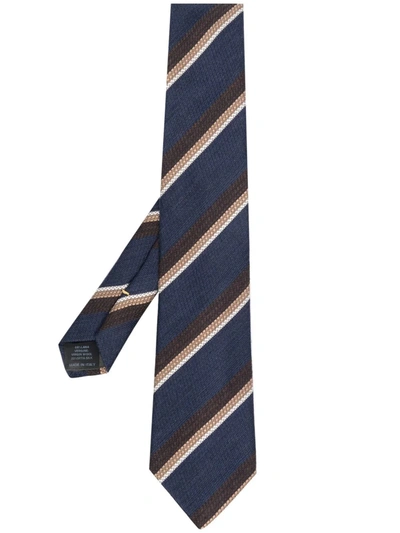 Shop Canali Diagonal-stripe Tie In Blau