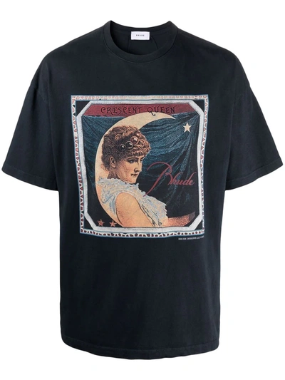 Shop Rhude Graphic-print Cotton T-shirt In Blau