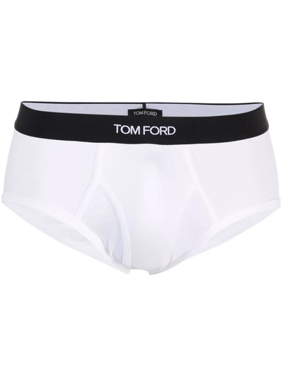 Shop Tom Ford Logo-waistband Briefs In White