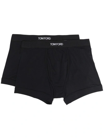 Shop Tom Ford Logo-waistband Boxer Briefs (set Of 2) In Black