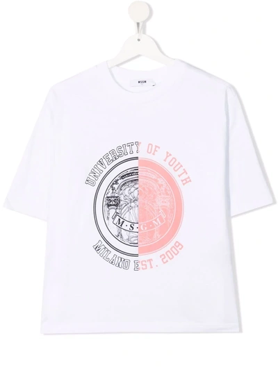 Shop Msgm University Of Youth T-shirt In White