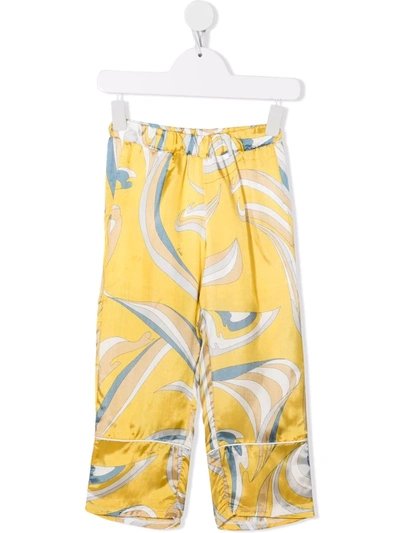 Emilio Pucci Junior Large Paisley-print Straight Trousers In Yellow
