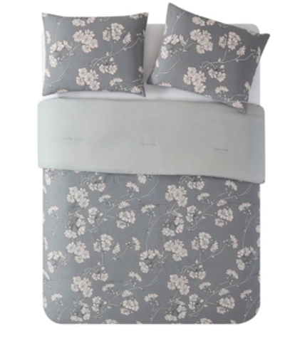 Shop Tahari Home Gable Floral 3 Piece Comforter Set, King Bedding In Gray