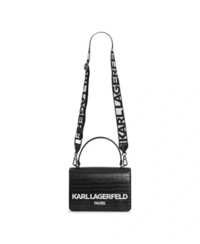 Shop Karl Lagerfeld Simone Crossbody In Black Logo