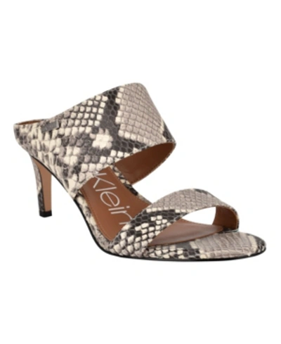 Shop Calvin Klein Women's Cecily Slip On Heeled Dress Sandals Women's Shoes In Roccia Snake Print