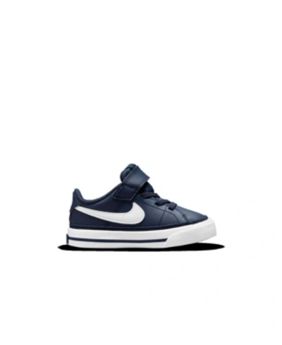 Shop Nike Toddler Boys Court Legacy Casual Sneakers From Finish Line In Midnight Navy, White