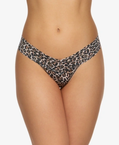 Shop Hanky Panky Low-rise Printed Lace Thong Pr4911 In Classic Leopard
