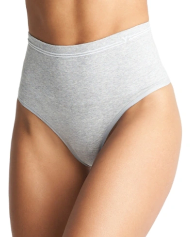 Shop Yummie Seamless Cotton Thong Yt5-178 In Grey Heather