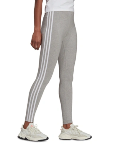 Shop Adidas Originals Women's Classic 3-stripes Tights, Xs-4x In Medium Grey Heather