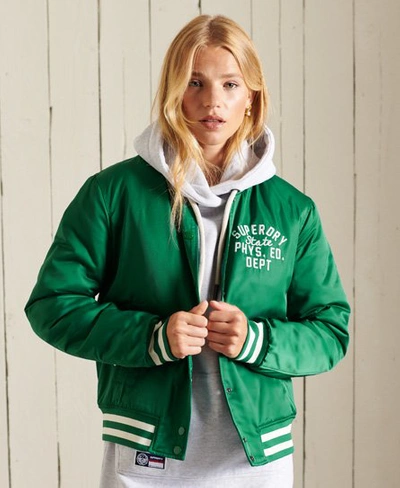 Superdry Women's Varsity Bomber Jacket Green | ModeSens