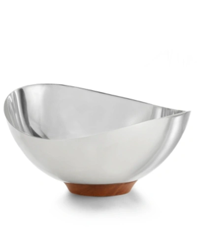 Nambe Pulse Nut Bowl In Silver And Brown