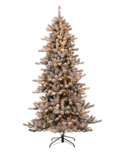 Glitzhome Pre-lit Snow Flocked Fir Christmas Tree With 400 Warm Lights In Winter Wht