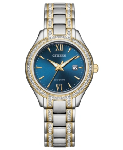Citizen Silhouette Crystal Womens Crystal Accent Two Tone Stainless Steel Bracelet Watch Fe1234-50l In Two-tone