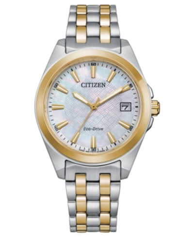 Shop Citizen Eco-drive Women's Corso Two-tone Stainless Steel Bracelet Watch 33mm