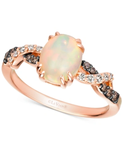 Shop Le Vian Neopolitan Opal (1 Ct. T.w.) & Diamond (1/6 Ct. T.w.) Twist Ring In 14k Rose Gold