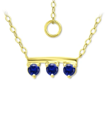 Shop Giani Bernini Lab-created Imitation Blue Sapphire Trio Pendant Necklace, 16" + 2" Extender (also In Lab-created Gr In Blue Sapphire/gold