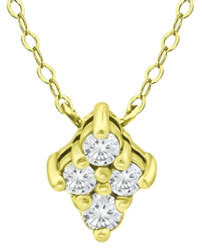 Shop Giani Bernini Cubic Zirconia Cluster Pendant Necklace, 16" + 2" Extender, Created For Macy's In Gold