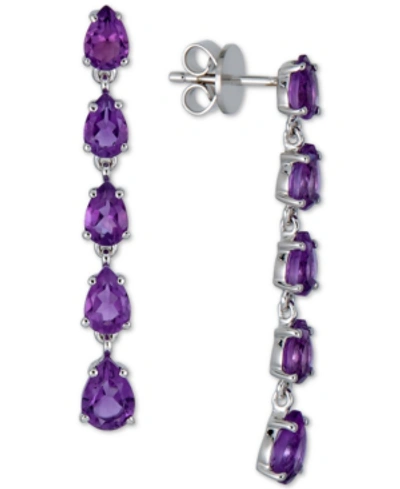 Macy's Blue Topaz Drop Earrings (5-1/3 Ct. T.w.) In Sterling Silver (also In Amethyst, Citrine & Multi-gems In Amethyst