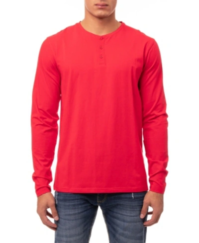 X-RAY MEN'S SOFT STRETCH HENLEY NECK LONG SLEEVE T-SHIRT 