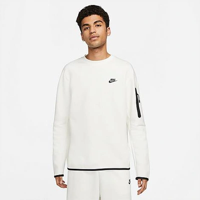 Shop Nike Men's Sportswear Tech Fleece Crewneck Sweatshirt In Sail/black