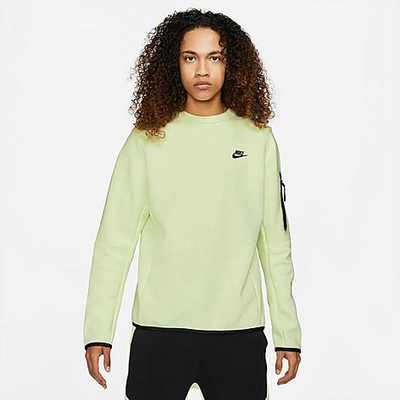 Shop Nike Men's Sportswear Tech Fleece Crewneck Sweatshirt In Lime Ice/black