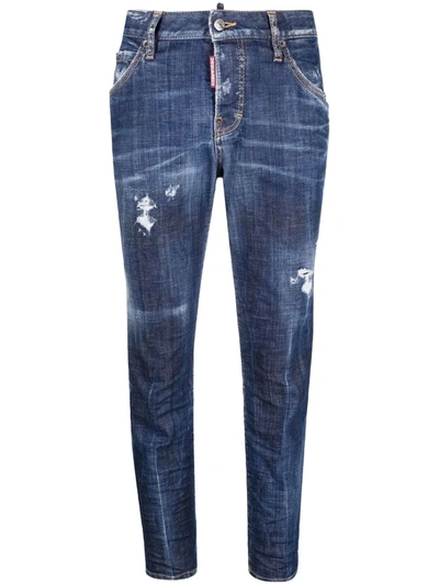 Shop Dsquared2 Distressed-effect Slim-fit Jeans In 蓝色