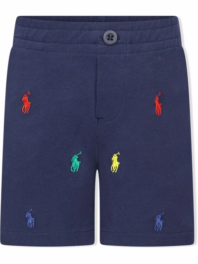 Shop Ralph Lauren Polo Pony Embroidered Shorts In 蓝色