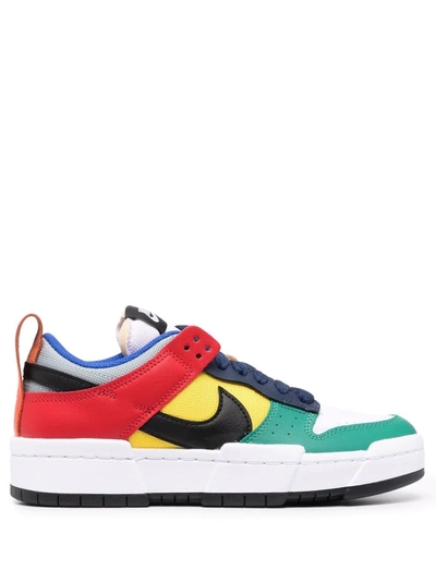 Nike Womens Grey Yellow Red Navy Dunk Disrupt Low-top Leather Trainers 8.5 In 红色