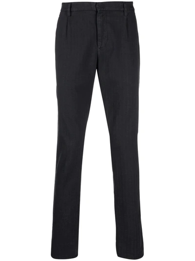 Dondup Herringbone Straight-leg Trousers In 灰色