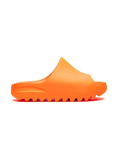 Shop Adidas Originals Yeezy "enflame Orange" Slides In 橘色