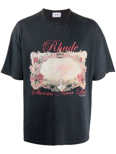 Shop Rhude Mirror Cotton T-shirt In 蓝色