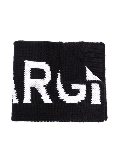 Shop Mm6 Maison Margiela Two-tone Logo-knit Scarf In 黑色