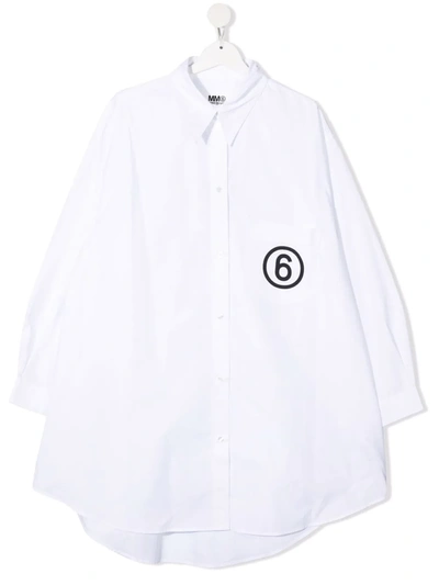 Shop Mm6 Maison Margiela Logo-print Shirt In 白色