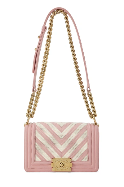 Only 1398.00 usd for Small Chevron Boy Bag in Dark Pink Lambskin