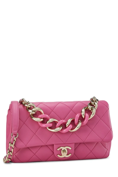 Chanel 2021 Rare Pink CC Print Fabric Flap Bag · INTO