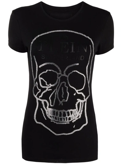 Shop Philipp Plein Skull Logo Print T-shirt In Black