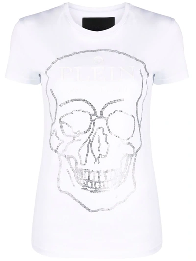 Shop Philipp Plein Crystal-embellished Cotton T-shirt In White