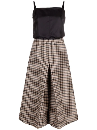 Maison Margiela Checked Panel Midi Dress In Black