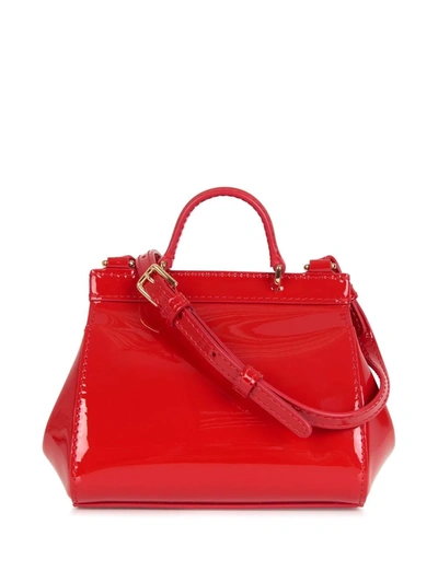 Shop Dolce & Gabbana Devotion Patent Leather Shoulder Bag In Red