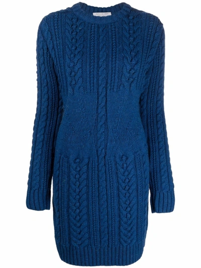 Shop Philosophy Di Lorenzo Serafini Cable-knit Mini Dress In Blue