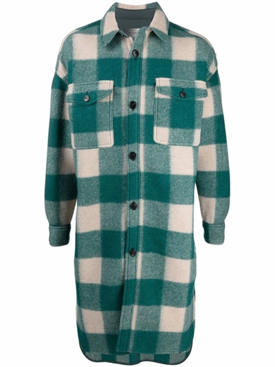 Shop Isabel Marant Étoile Check Single-breasted Coat In Green