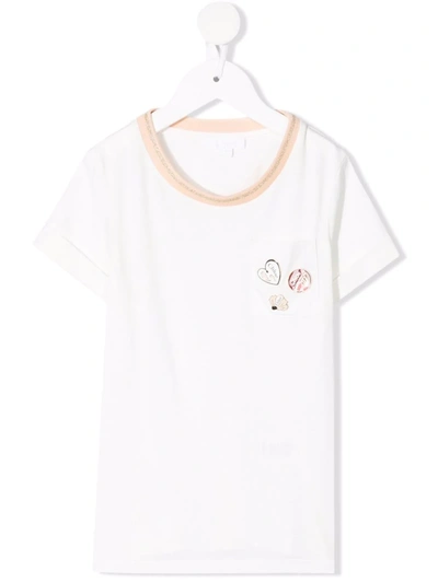 Shop Chloé Ruffled Collar T-shirt In White