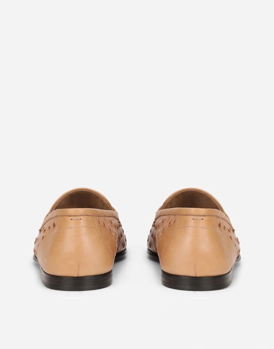 Dolce & Gabbana Ostrich Skin Slippers In Beige