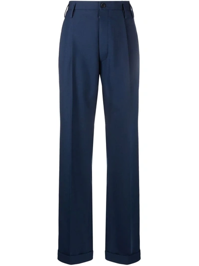 Shop Maison Margiela High-waist Straight Trousers In Blue