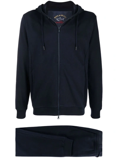 Paul & Shark Cotton Fleece Two Piece Tracksuit In Blau