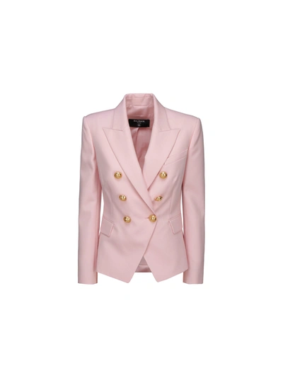 Shop Balmain Jacket In Rose Pale