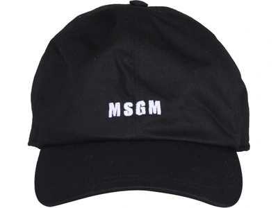 Shop Msgm Logo Baseball Cap In Black