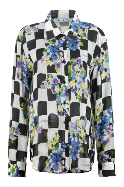 Shop Off-white Printed Viscose Shirt In Multicolor