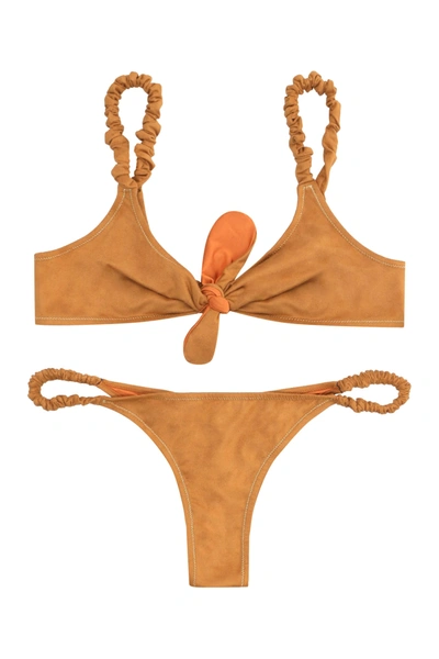 Shop Reina Olga Luca Bikini In Brown