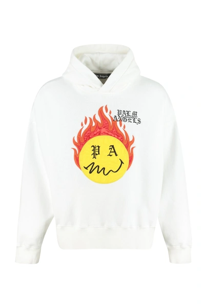 Shop Palm Angels Cotton Hoodie In White